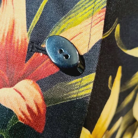 Le Suit Suit Coat Blazer Jacket Black Red Yellow Floral Linen Blend Womens 10 - Picture 3 of 7